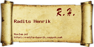 Radits Henrik névjegykártya